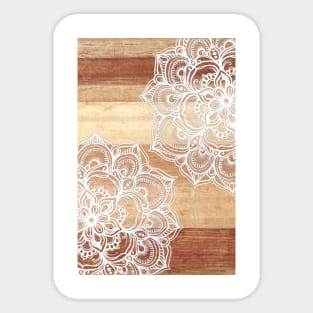 White Doodles on Blonde Wood Sticker